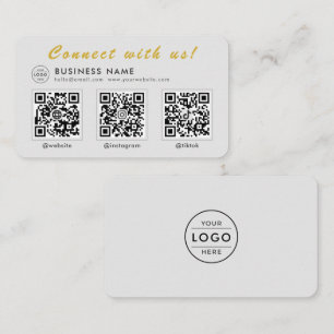 Tarjeta De Visita Modern Gris Oro 3 Código QR Multi Social