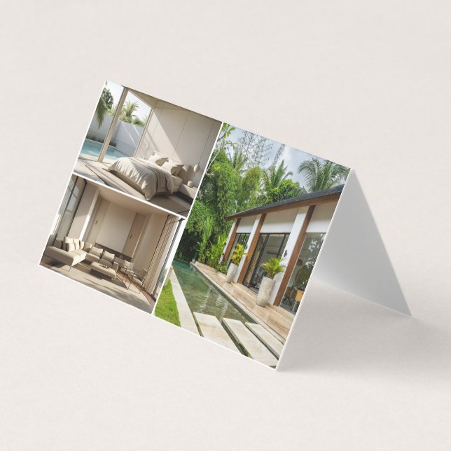 Tarjeta De Visita Modern Guest House Vacation Rental Three Photo (Anverso)