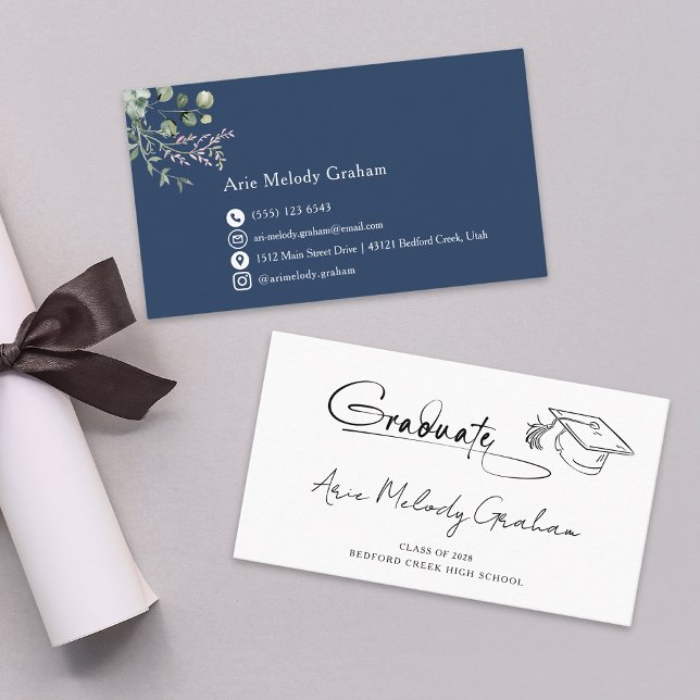 Tarjeta De Visita Modern Handwritten Script Graduate Name Card (Subido por el creador)