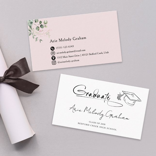 Tarjeta De Visita Modern Handwritten Script Graduate Name Card (Subido por el creador)
