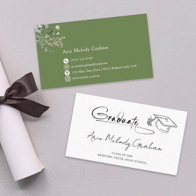 Tarjeta De Visita Modern Handwritten Script Graduate Name Card (Subido por el creador)