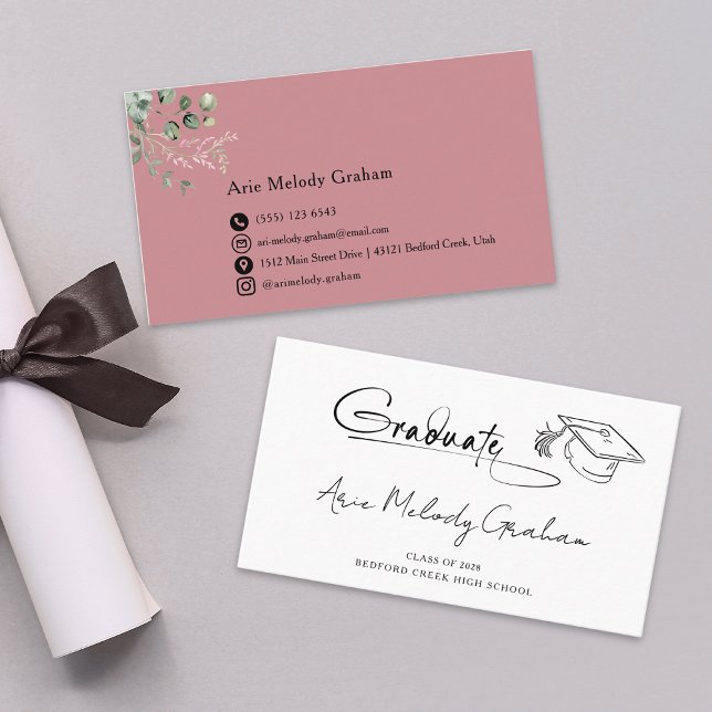Tarjeta De Visita Modern Handwritten Script Graduate Name Card (Subido por el creador)