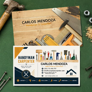 Tarjeta De Visita Modern Handyman Business Professional Carpenter