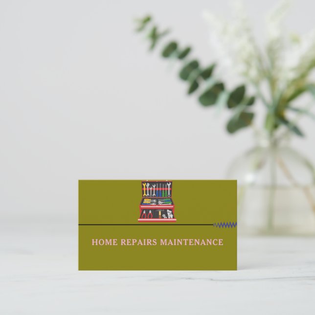 Tarjeta De Visita Modern handyman construction custom logo (Anverso de pie)