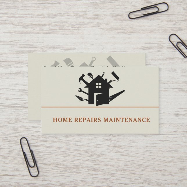 Tarjeta De Visita Modern handyman construction custom logo (Anverso/Reverso In Situ)