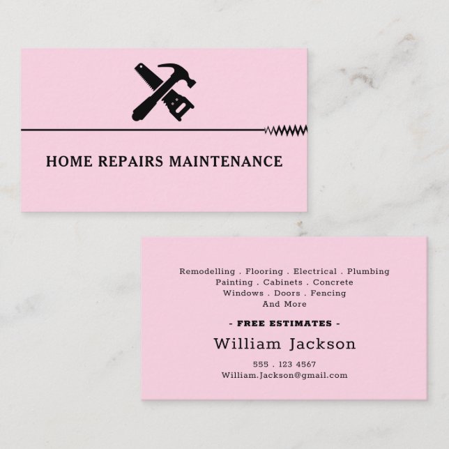 Tarjeta De Visita Modern handyman construction custom logo (Anverso / Reverso)