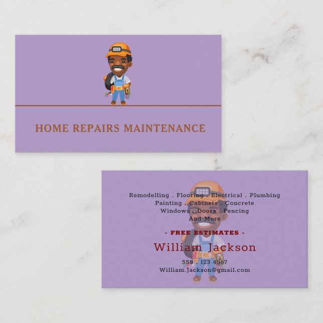 Tarjeta De Visita Modern handyman construction custom logo (Anverso / Reverso)