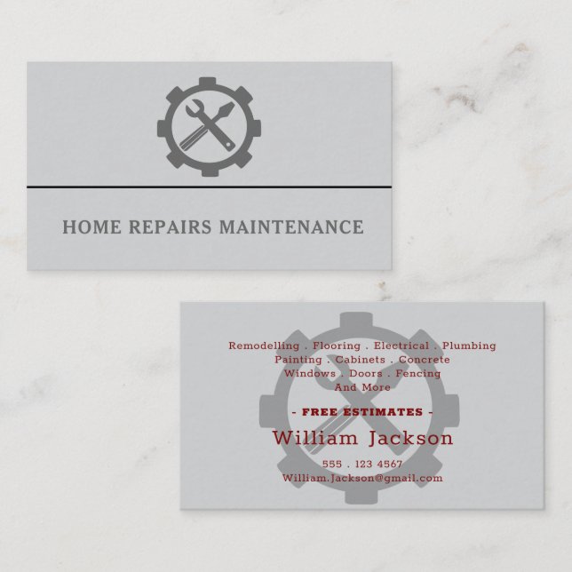 Tarjeta De Visita Modern handyman construction custom logo (Anverso / Reverso)