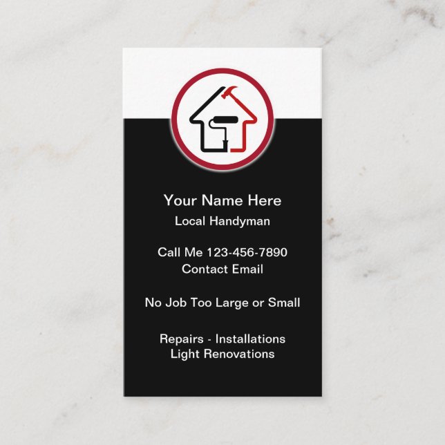 Tarjeta De Visita Modern Handyman Logo Business Cards (Anverso)
