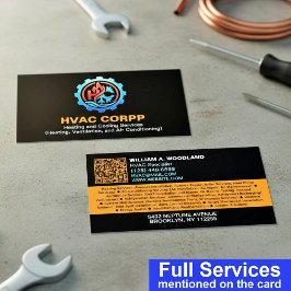 Tarjeta De Visita Modern Heating & Cooling Logo Services, Black HVAC