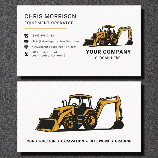 Tarjeta De Visita Modern Heavy Equipment Construction Company (Subido por el creador)