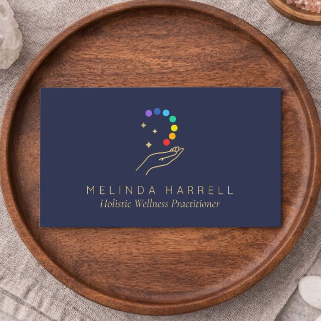 Tarjeta De Visita Modern Holistic Wellness Healing Hands Dark Blue (Subido por el creador)