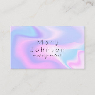 Tarjeta De Visita Modern holographic makeup artist pastel rainbow