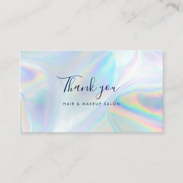 Tarjeta De Visita Modern Holographic Script Business Thank You (Anverso)