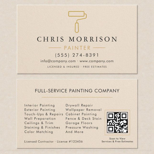 Tarjeta De Visita Modern Home House Painter Contractor QR Code (Subido por el creador)