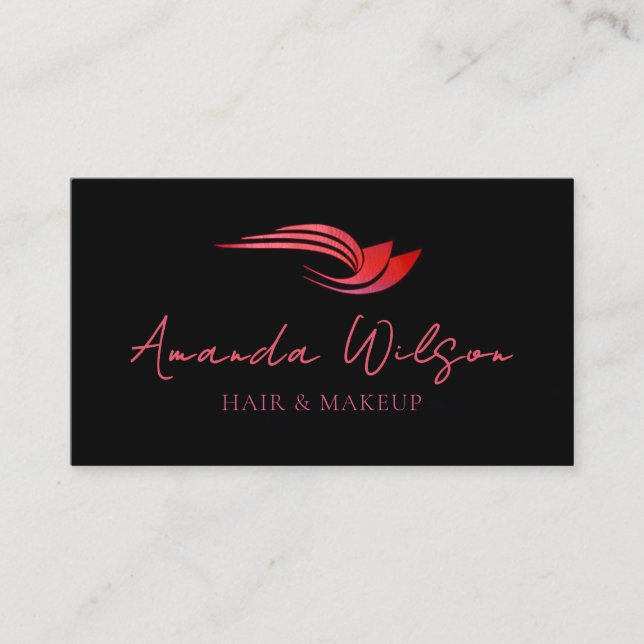 Tarjeta De Visita Modern Hot Pink Metallic Abstract  (Anverso)