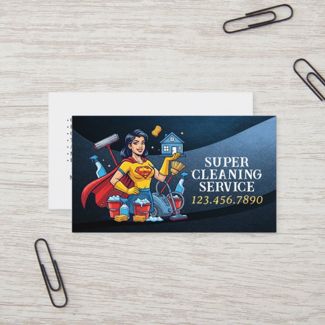 Tarjeta De Visita Modern House Cleaning Maid Service Housekeeping (Anverso/Reverso In Situ)