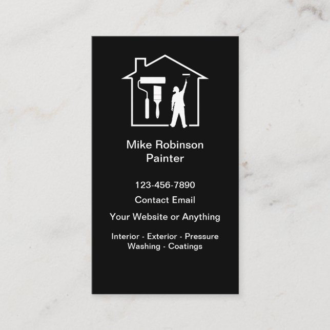 Tarjeta De Visita Modern House Painter Business Cards Design (Anverso)