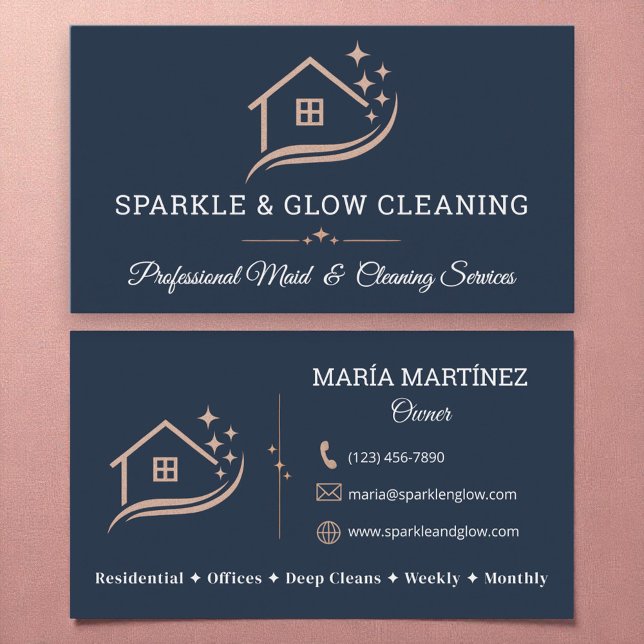 Tarjeta De Visita Modern Housekeeping and Cleaning Services (Subido por el creador)
