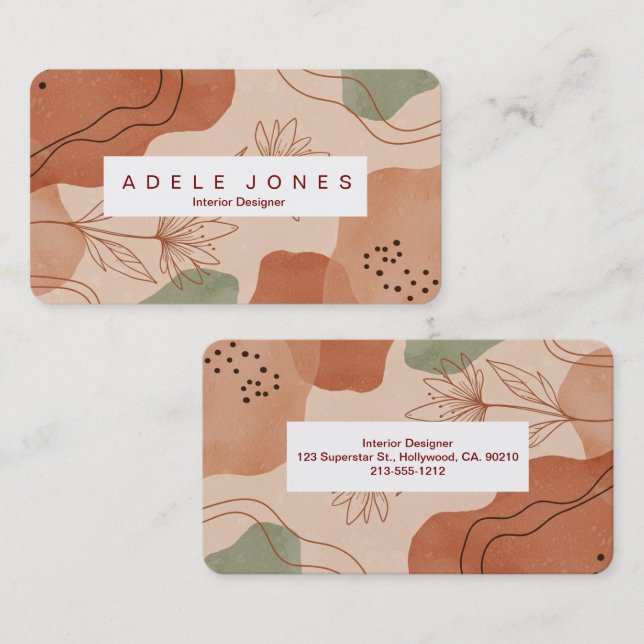 Tarjeta De Visita Modern Iconic Botanical Business Card | Editable  (Anverso / Reverso)