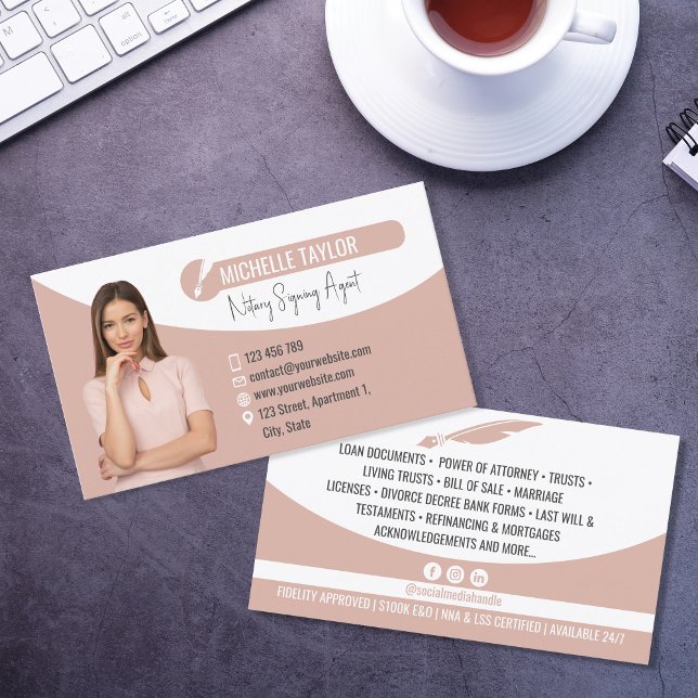 Tarjeta De Visita Modern Insert Photo Notary Firma Agent Préstamos (Subido por el creador)