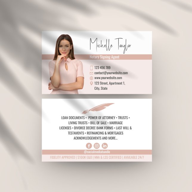 Tarjeta De Visita Modern Insert Photo Notary Firma Agent Préstamos (Subido por el creador)
