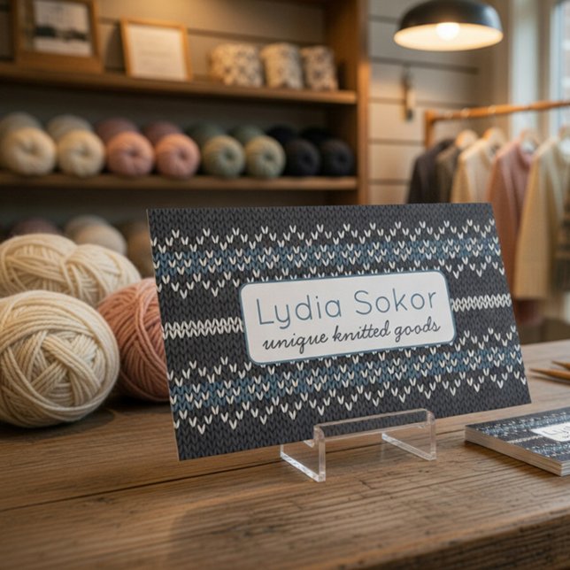 Tarjeta De Visita Modern Knit Pattern Business Card (Subido por el creador)