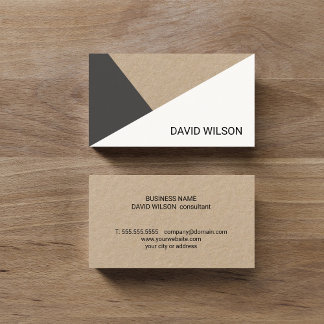 Tarjeta De Visita Modern Kraft Paper Grey White Geometric Consultant