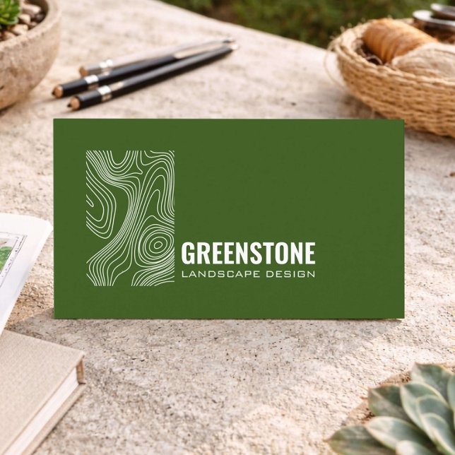 Tarjeta De Visita Modern Landscaping Minimal Topography Design Green (Subido por el creador)
