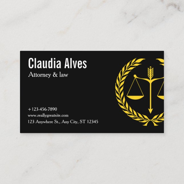 Tarjeta De Visita Modern Law & Justice Business Card | Attorney (Reverso)