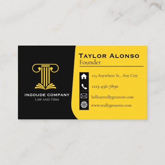 Tarjeta De Visita Modern Law & Justice Business Card | Attorney  (Reverso)