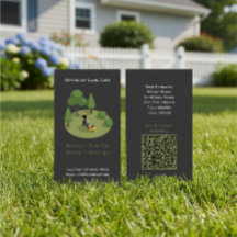Modern Lawn Mowing Service Business Card with QR 