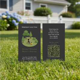 Tarjeta De Visita Modern Lawn Mowing Service Business Card with QR 