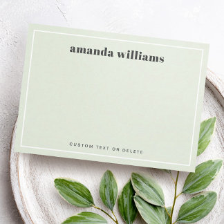 Tarjeta De Visita Modern light sage green name & text mini notecard