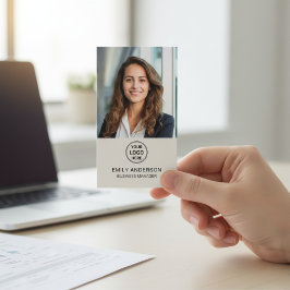 Tarjeta De Visita Modern Logo Photo QR Social Media Professional