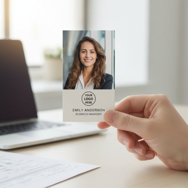 Tarjeta De Visita Modern Logo Photo QR Social Media Professional (Modern Logo Photo QR Social Media Professional Business Card)