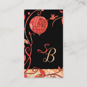 Tarjeta De Visita Modern Love Birds Monogram