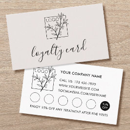 Tarjeta De Visita Modern Loyalty Card Logo 5 Slots Off-White