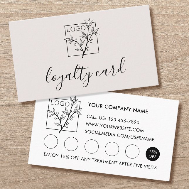 Tarjeta De Visita Modern Loyalty Card Logo 5 Slots Off-White (Subido por el creador)