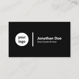 Tarjeta De Visita Modern Luxury Black & White Real Estate Agent