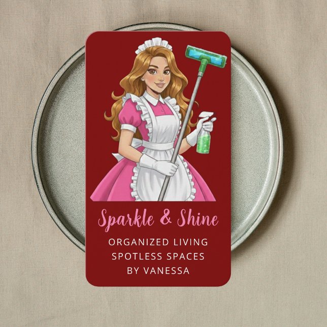Tarjeta De Visita Modern Maid House Cleaning Housekeeping Style (Subido por el creador)