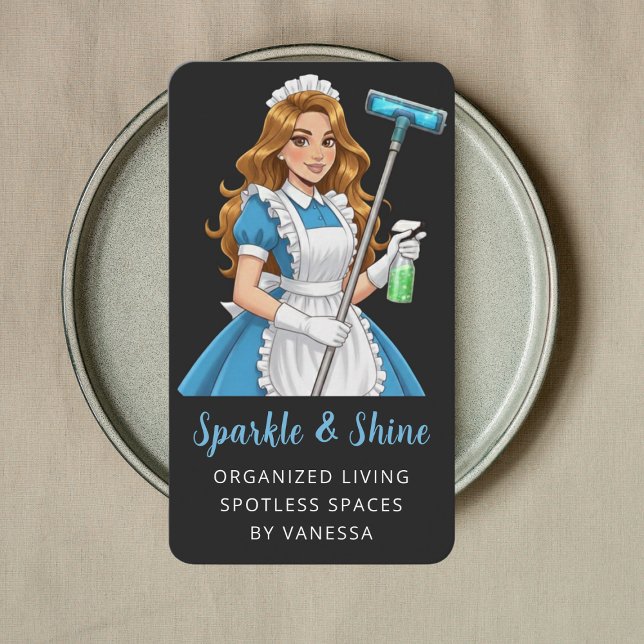 Tarjeta De Visita Modern Maid House Cleaning Services Housekeeping (Subido por el creador)