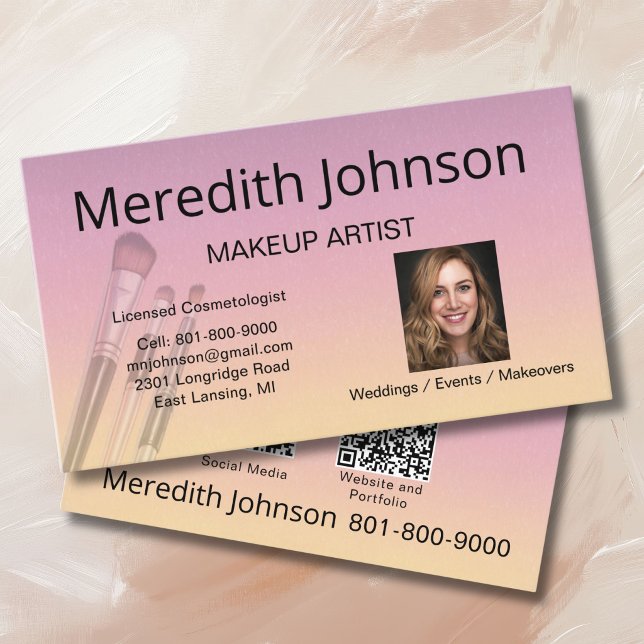 Tarjeta De Visita Modern Makeup Artist Professional Photo QR Codes  (Subido por el creador)