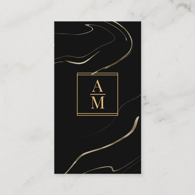 Tarjeta De Visita Modern Marble Monogram Business Card (Anverso)