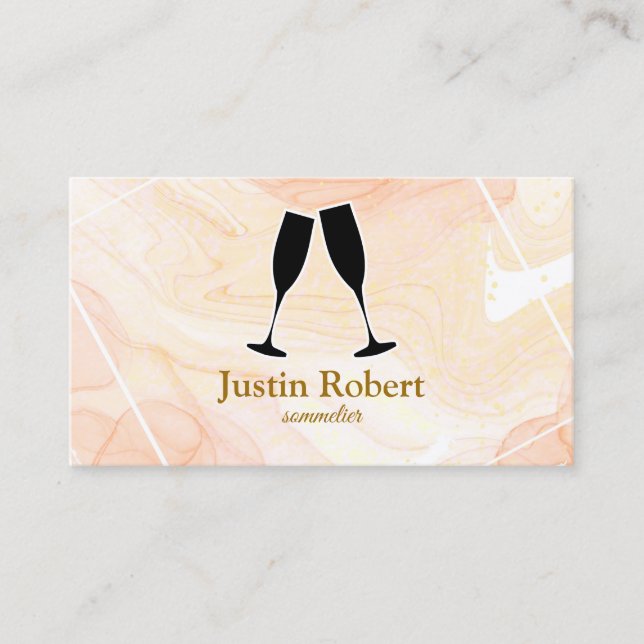 Tarjeta De Visita Modern Marble Wine Bartender Sommelier Busine (Anverso)