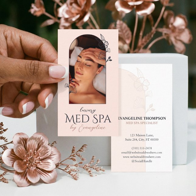 Tarjeta De Visita Modern Med Spa Wellness Floral Rose Arch Photo (Modern Med Spa Wellness Floral Rose Arch Photo Business Card)