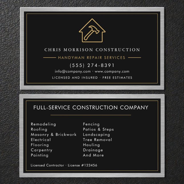Tarjeta De Visita Modern Metal Construction Handyman (Subido por el creador)