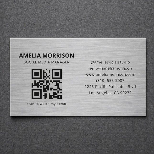 Tarjeta De Visita Modern Metal QR Code Minimalist Professional (Subido por el creador)