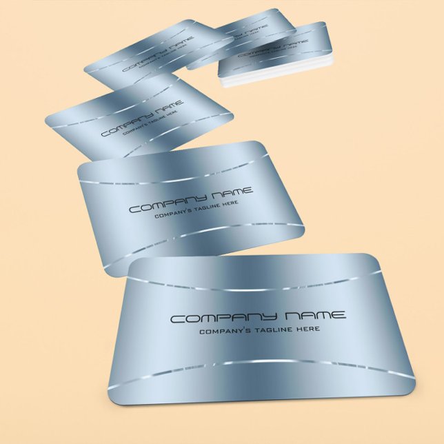 Tarjeta De Visita Modern Metallic Blue Stainless Steless Look 2 (Subido por el creador)