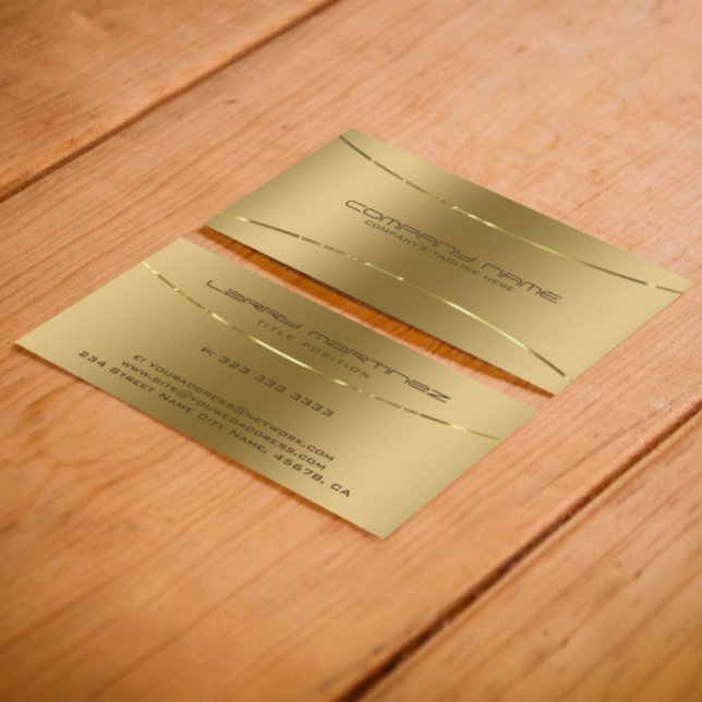 Tarjeta De Visita Modern Metallic Faux Gold Stainless Steless Look (Subido por el creador)